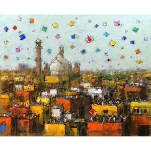 Zahid Saleem, 30 x 36 Inch, Acrylic on Canvas, Cityscape Painting, AC-ZS-188